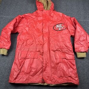 VTG San Francisco 49ers Jacket Large NFL Game Day Waterproof Full Zip Rain Y2K
